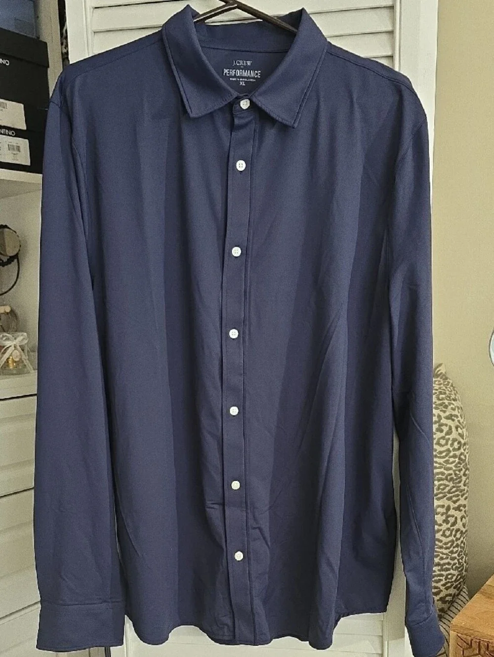 J. Crew Performance Men's Navy Long-Sleeve Button-Down Shirt